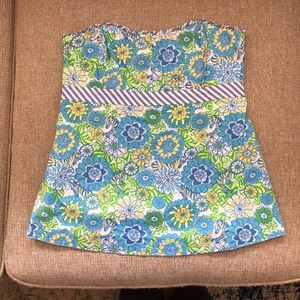Lily Pulitzer, classic paisley strapless top